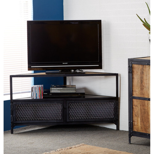 Eckschrank massivholz braun - tv-eckschrank,
